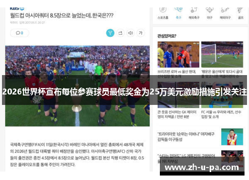 2026世界杯宣布每位参赛球员最低奖金为25万美元激励措施引发关注 2026世界杯宣布每位参赛球员最低奖金为25万美元激励措施引发关注